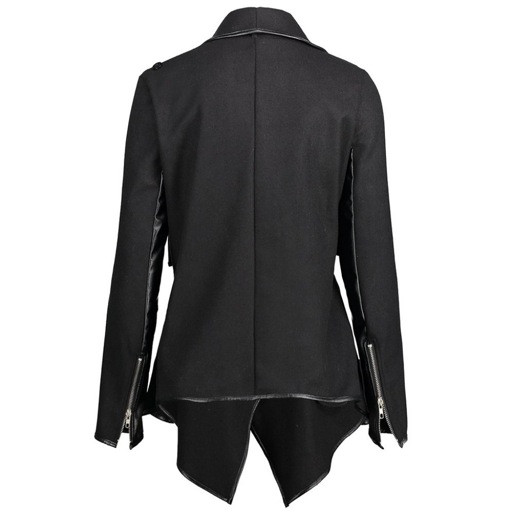 Christine-Leather Trim Wrap Collar Jacket - Picture 6 of 8